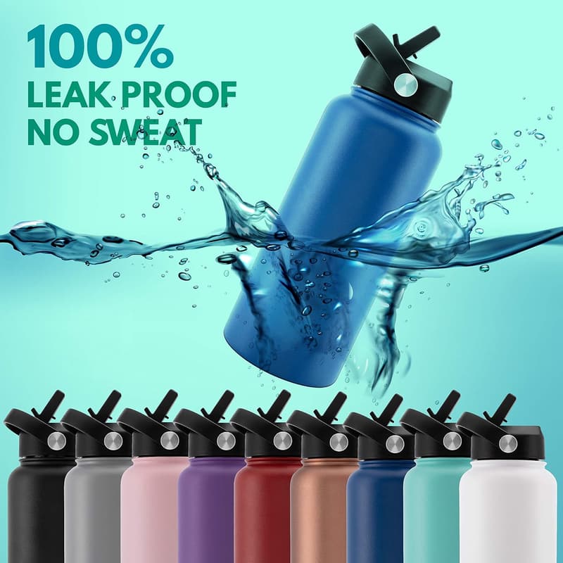 Personalized 24 oz Black Stainless Steel Water Bottle