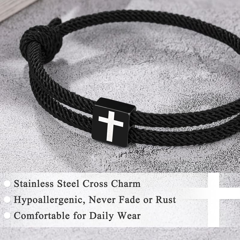 Cross Braided Rope Bracelet for Men - Ideal Gift for Couples