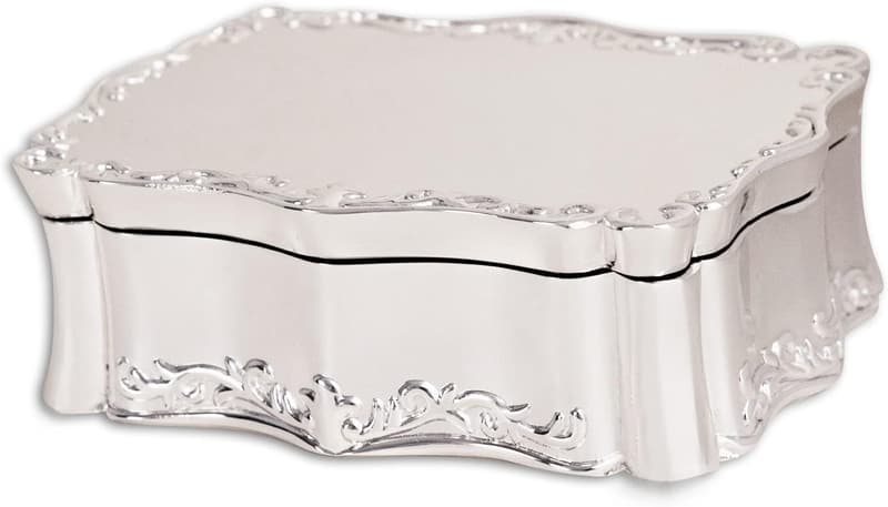 Personalized Confirmation Jewelry Box with Engraved Name - Silver