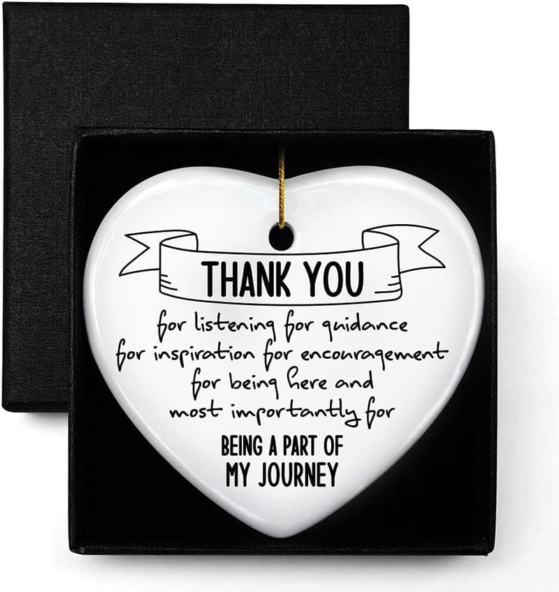 Thank You Ornament Plaque - Heart Keepsake for Friends & Colleagues