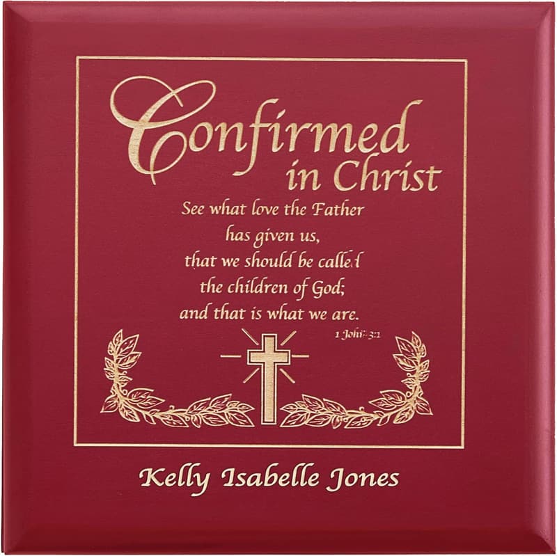 Personalized Religious Confirmation Keepsake Box - Natural Wood