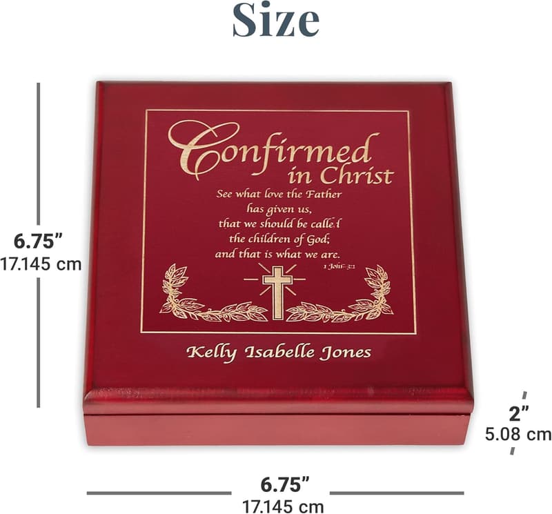Personalized Religious Confirmation Keepsake Box - Natural Wood
