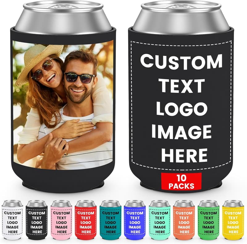 Personalized Insulated Can Coolers - 10 Pack for Parties