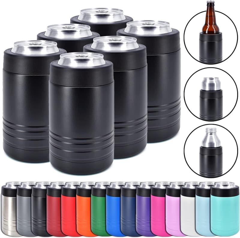 12 oz Powder-Coated Stainless Steel Beverage Cooler - 6 Pack