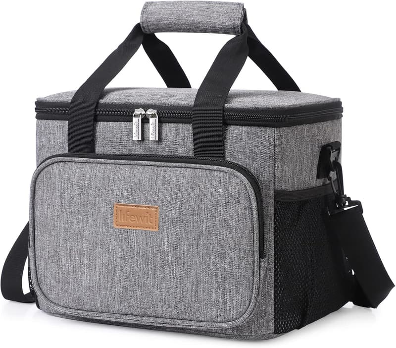 Insulated Large Lunch Bag Cooler Tote for Men & Women - Gray