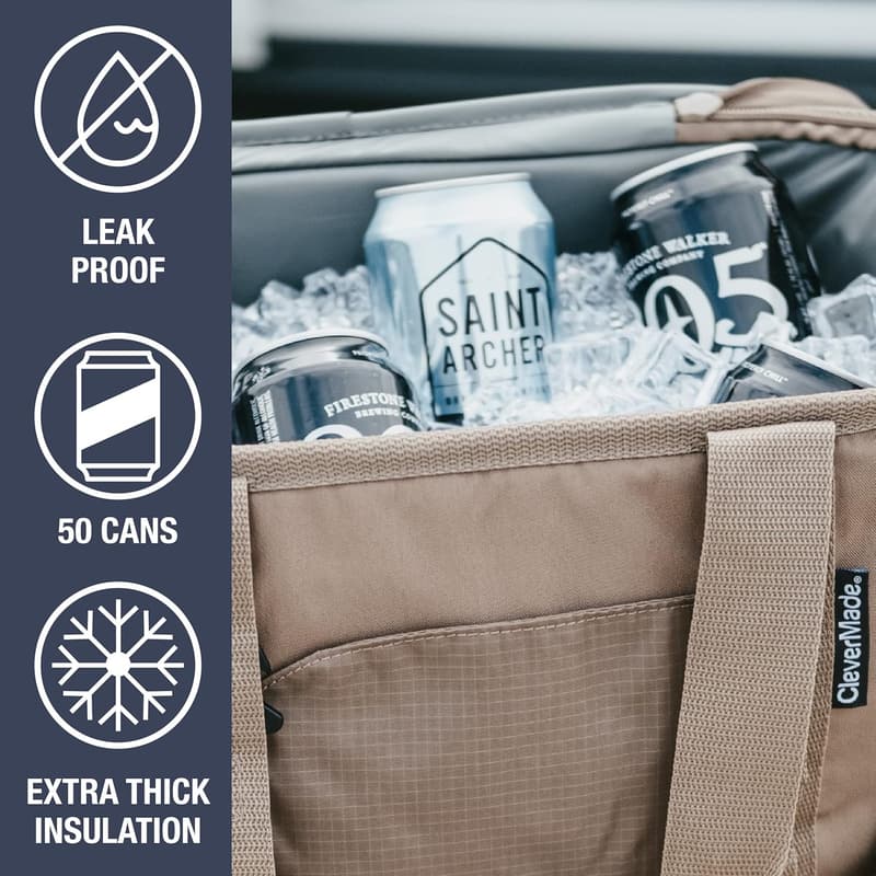 Collapsible Insulated Cooler Bag for Beach & Travel - 50 Can Capacity