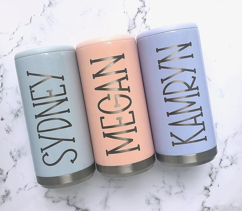 Personalized Stainless Steel Slim Can Cooler - 12oz Insulated Holder