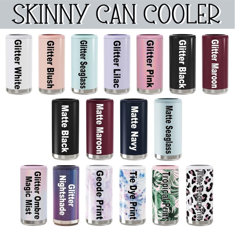 Personalized Stainless Steel Slim Can Cooler - 12oz Insulated Holder