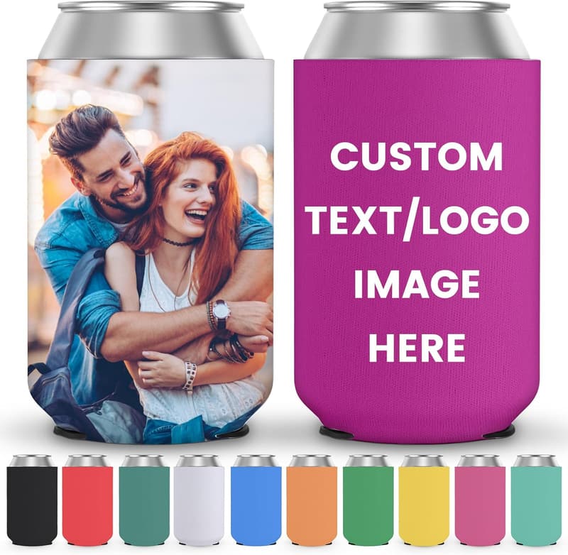 Customizable Neoprene Can Coolers - 10 Pack for Weddings & Parties