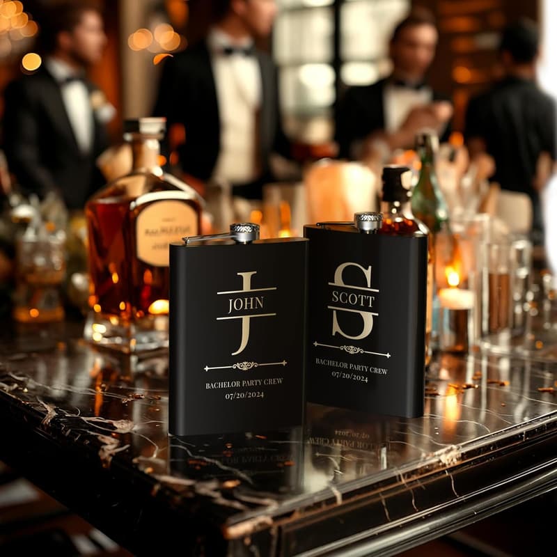 Personalized Groomsmen Flasks Set - Custom Engraved 304 Stainless Steel