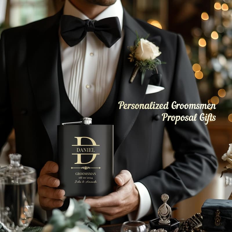 Personalized Groomsmen Flasks Set - Custom Engraved 304 Stainless Steel