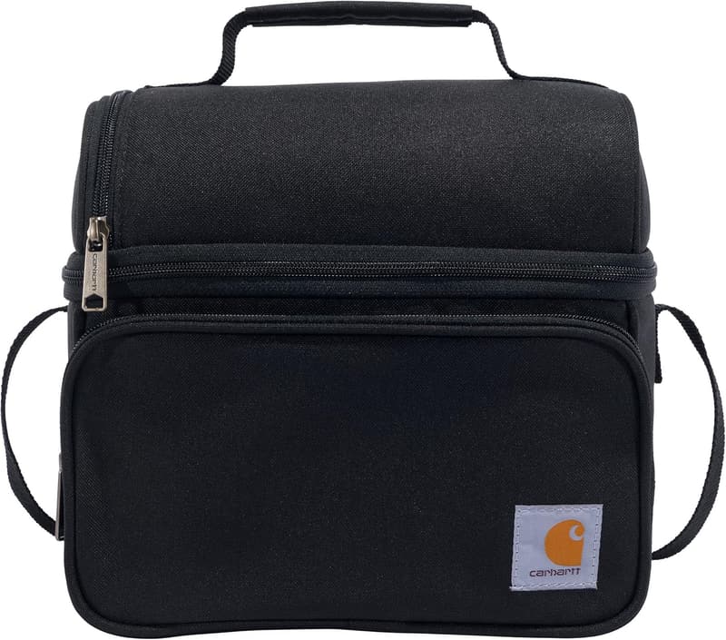 Insulated Black Lunch Cooler Bag with Two Compartments