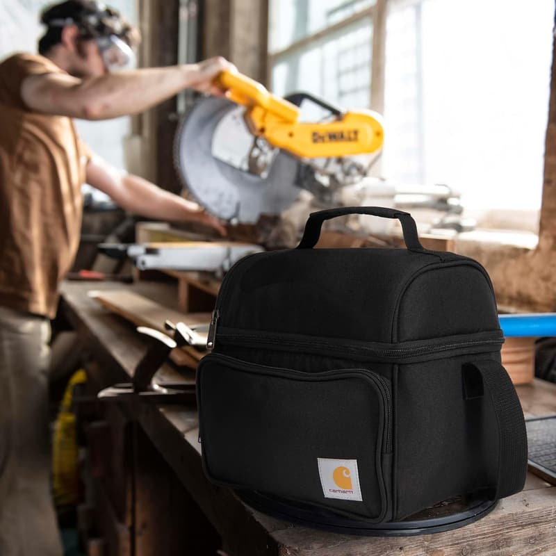 Insulated Black Lunch Cooler Bag with Two Compartments