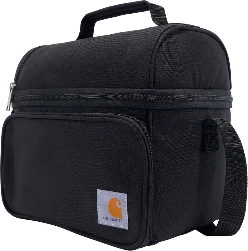 Insulated Black Lunch Cooler Bag with Two Compartments