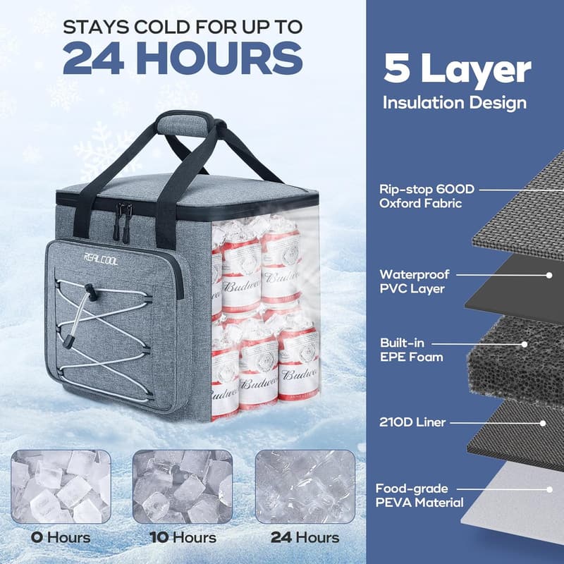 Collapsible Insulated Soft Cooler Bag for Picnic & Travel