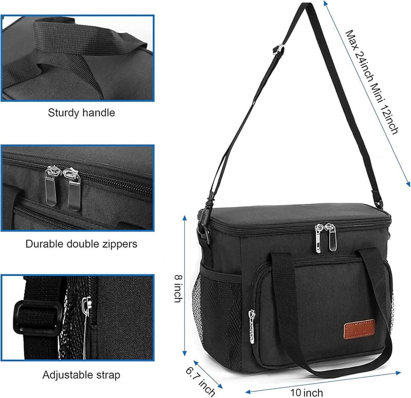 Insulated Leakproof Lunch Box for Work & Picnic - Black