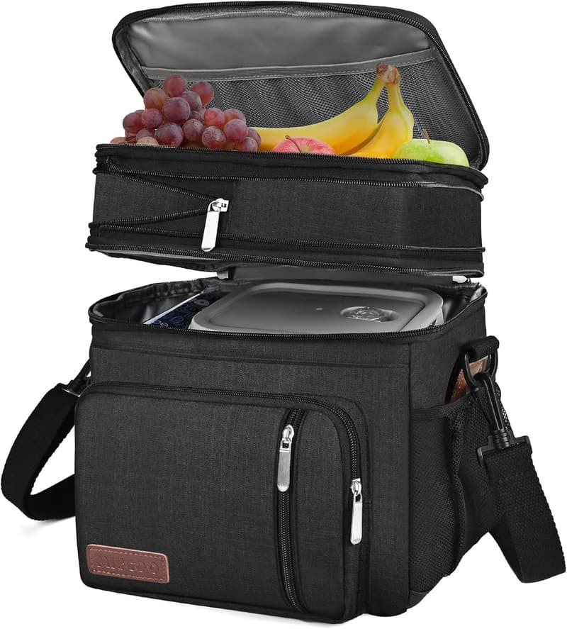 Insulated Double Deck Lunch Bag for Adults - Leakproof Cooler