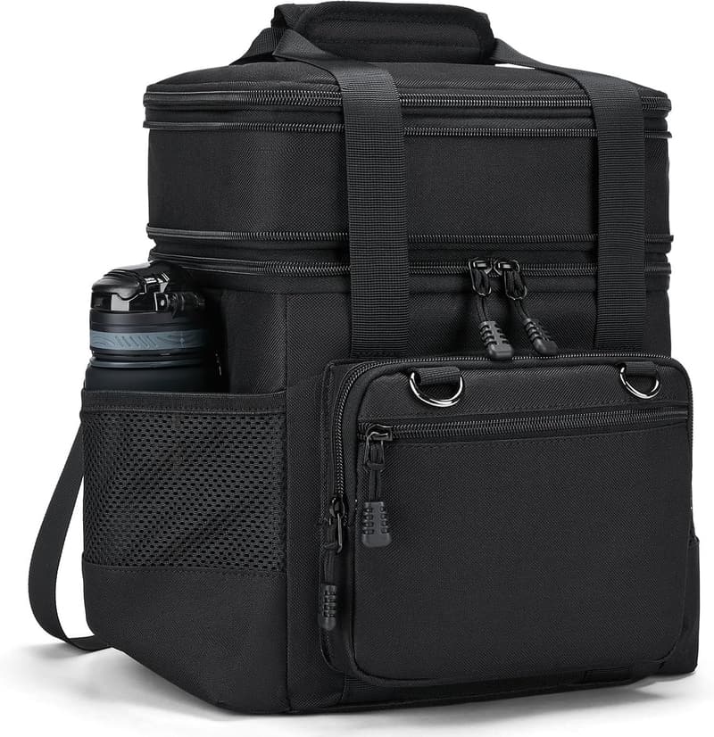Reusable Insulated Lunch Bag for Adults - Black Cooler Tote