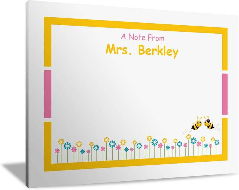 Personalized Sticky Notes Gift for Teachers - Bees & Flowers Design