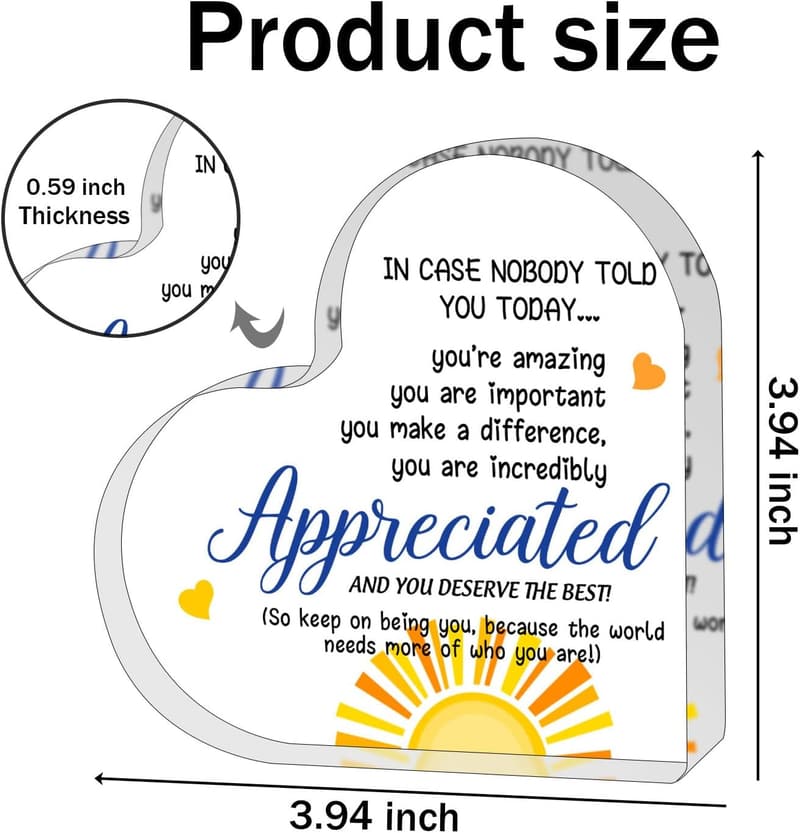 Thank You Plaque - Motivational Desk Decor for Women