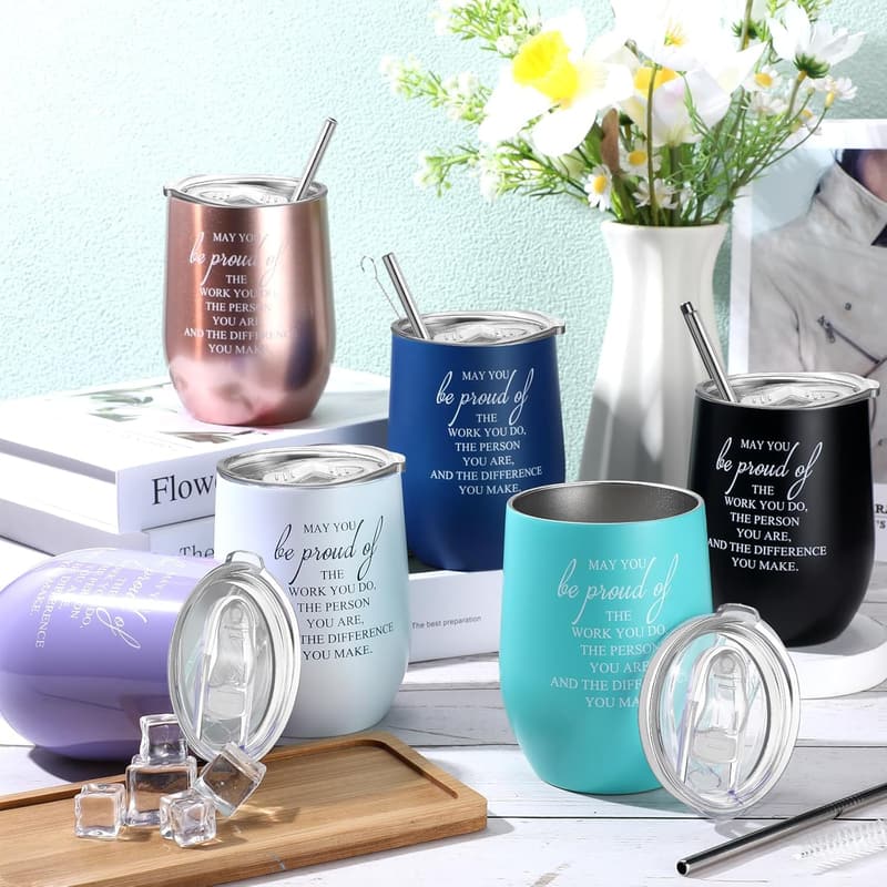 Inspirational 12oz Stainless Steel Tumblers - Thank You Gifts for Coworkers