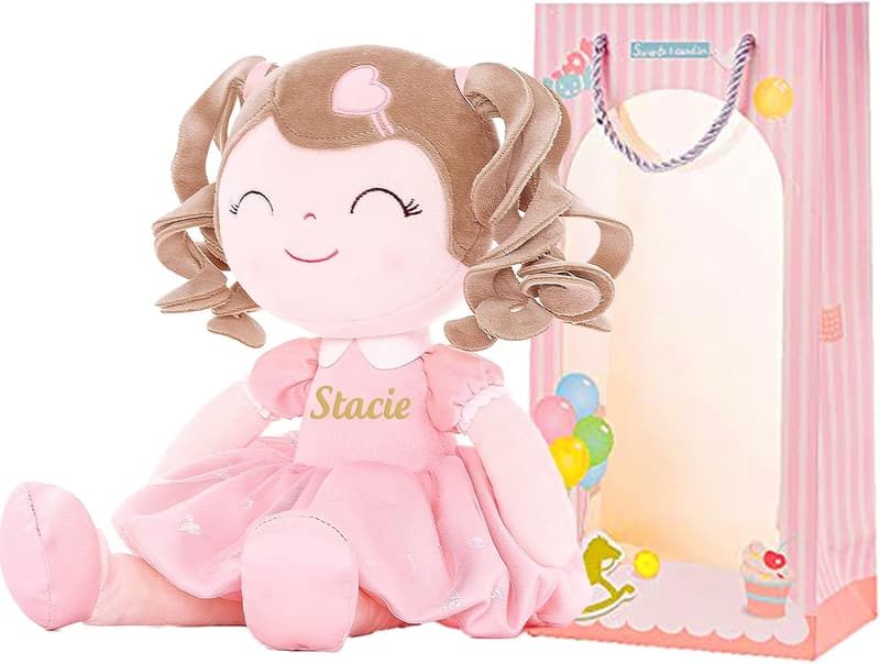 Personalized Pink Curly Doll - Custom Soft Plush Gift for Girls