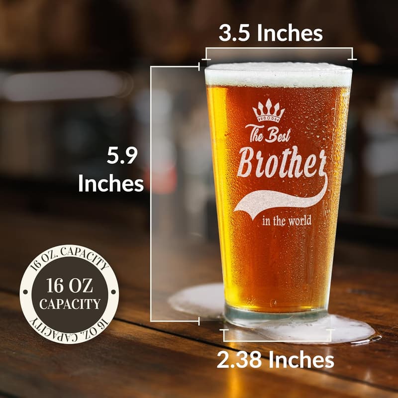 Best Brother Laser Engraved 16 oz Beer Pint Glass Gift from Sister