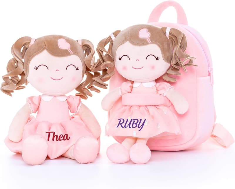 Personalized Plush Backpack Doll for Girls
