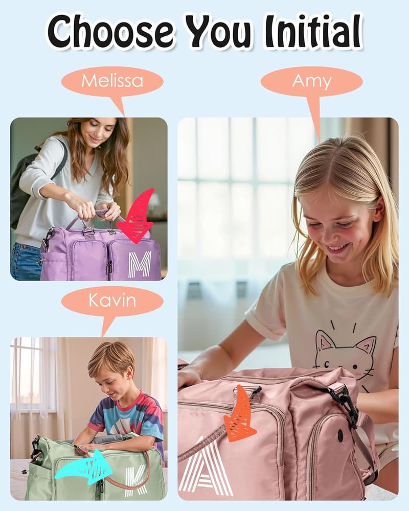 Personalized Initial Gym Bag for Girls (10-12)