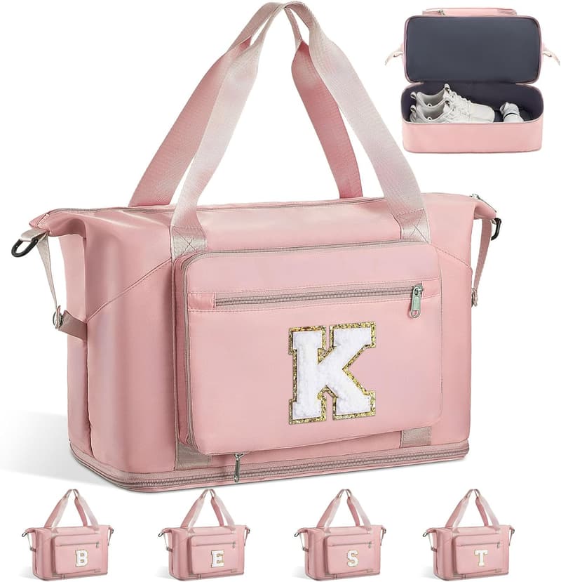 Personalized Pink Gymnastics Duffle Bag with Shoe Compartment