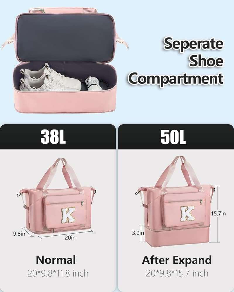 Personalized Pink Gymnastics Duffle Bag with Shoe Compartment