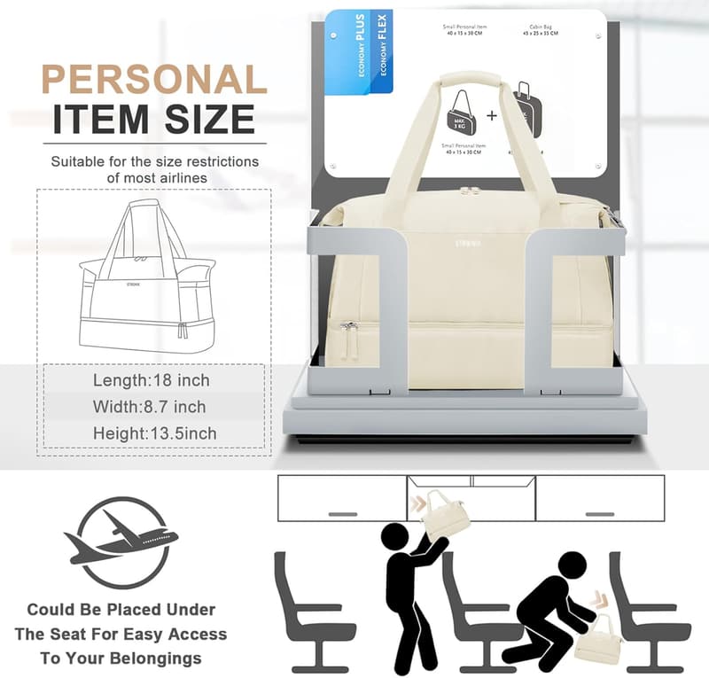 Women’s Weekender Gym Bag with Shoes Compartment & USB Port