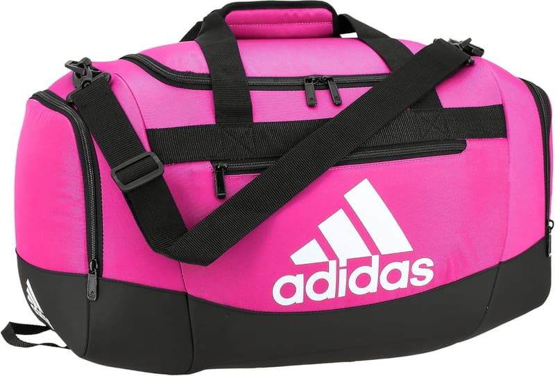Small adidas Unisex Defender 4.0 Gym Duffel Bag, Shock Pink