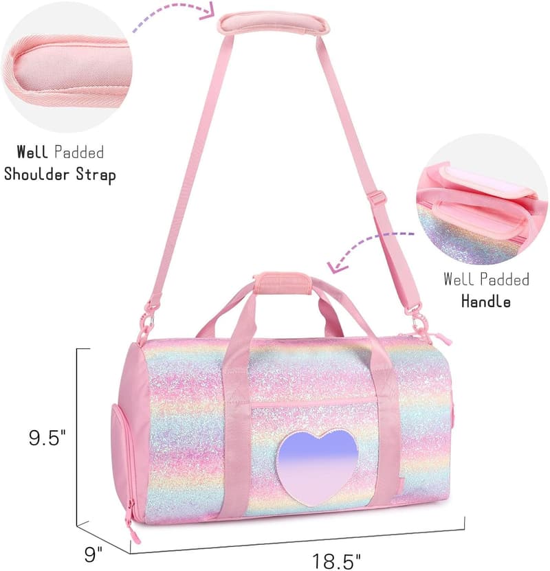 Girls' Dance Duffle Bag with Shoes Compartment