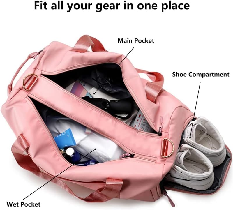 Women's Sports Duffle Bag with Wet Pocket & Shoe Compartment