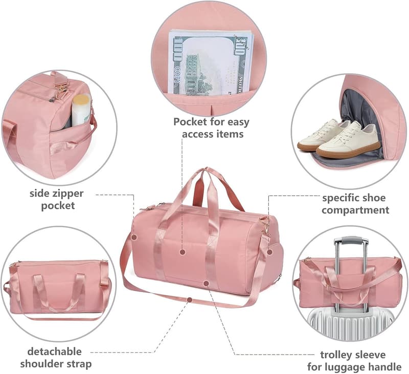 Women's Sports Duffle Bag with Wet Pocket & Shoe Compartment