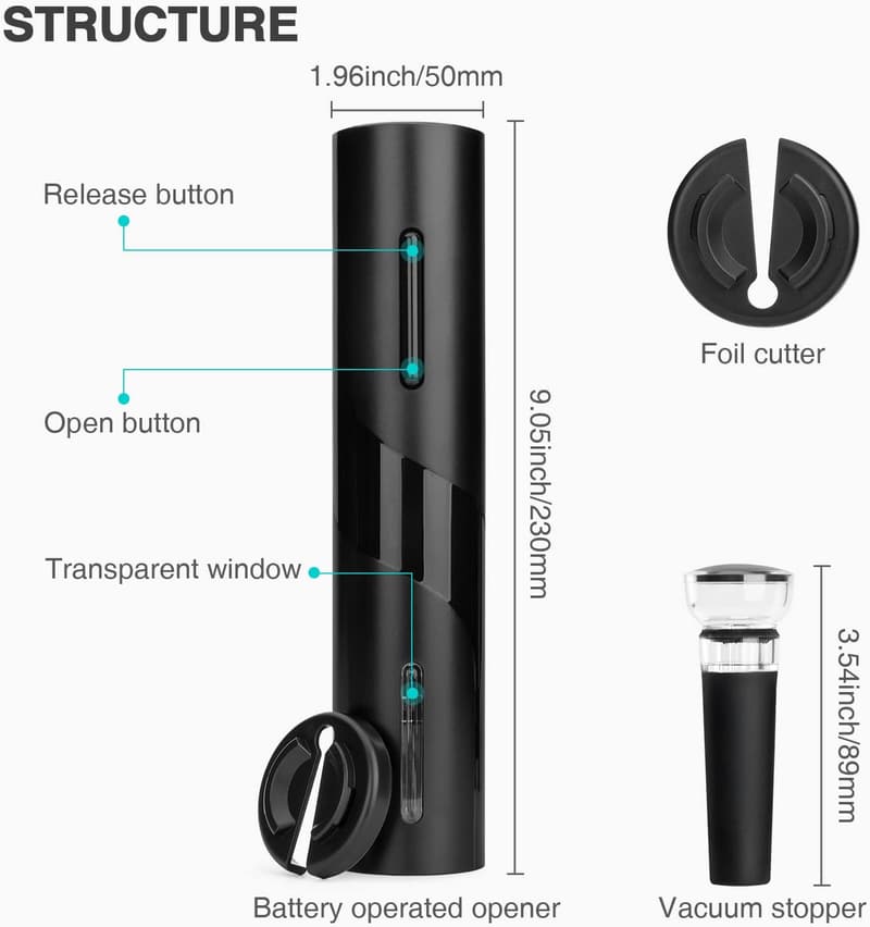 Automatic Electric Wine Opener Set with Stopper & Cutter