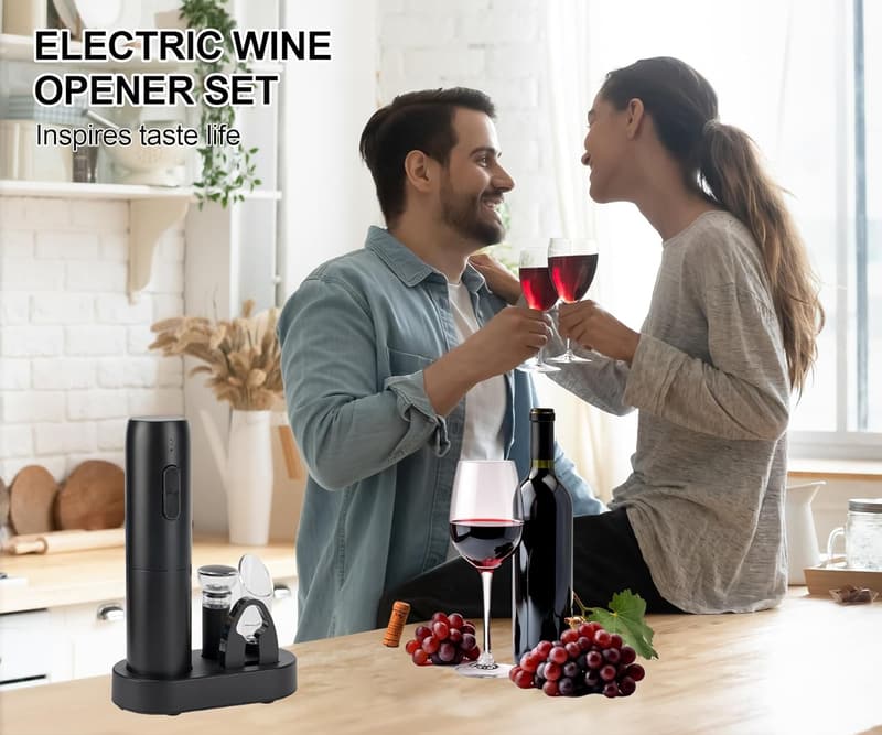 Electric Wine Opener Set with Charging Base and Accessories