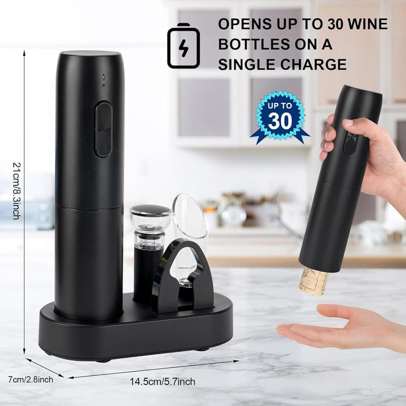 Electric Wine Opener Set with Charging Base and Accessories