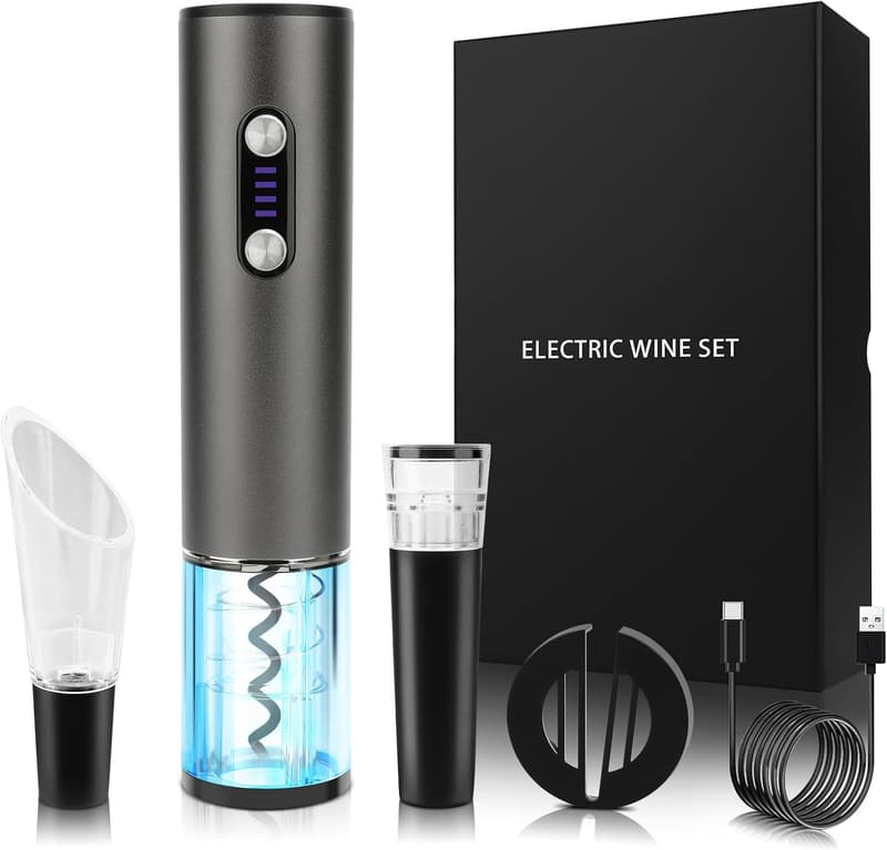 Electric Wine Opener Gift Set with Foil Cutter & Aerator