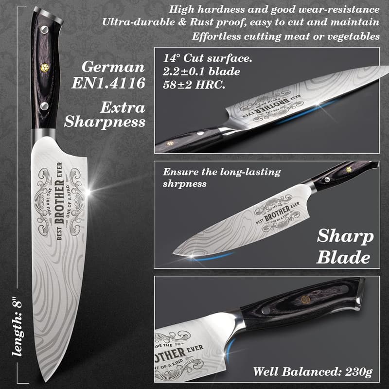 Professional German Chef Knife for Men - Perfect Birthday & Father's Day Gift