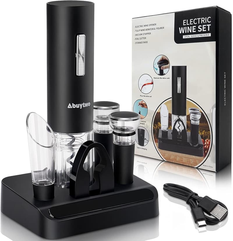 Electric Wine Opener Set with Foil Cutter & Accessories