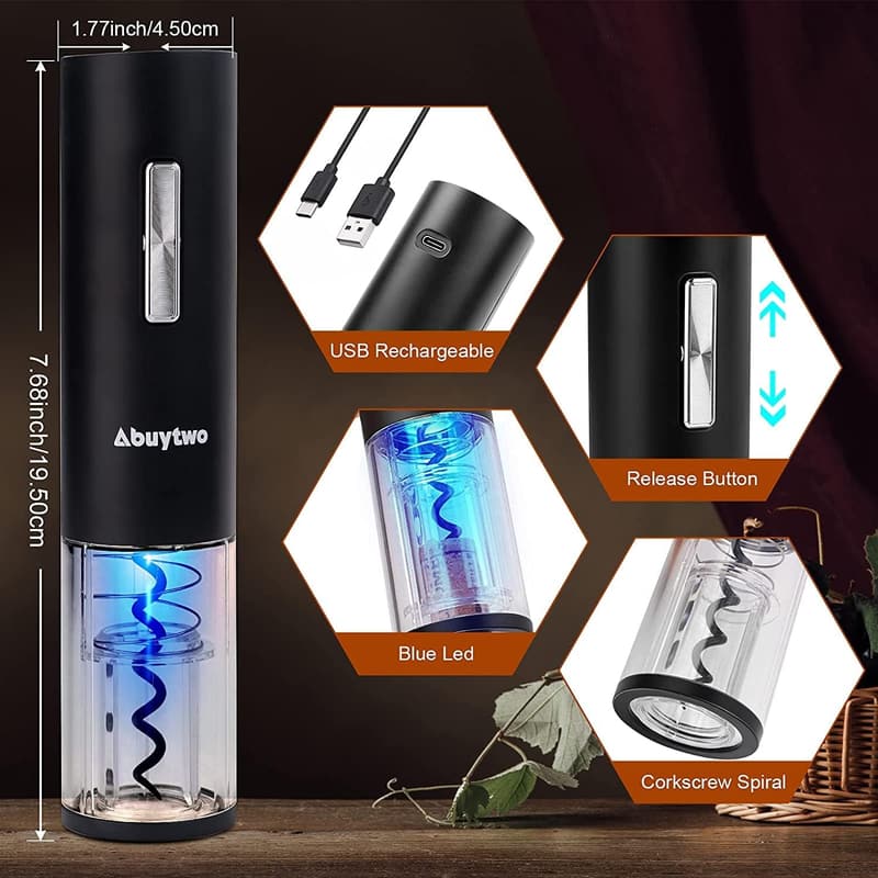 Electric Wine Opener Set with Foil Cutter & Accessories