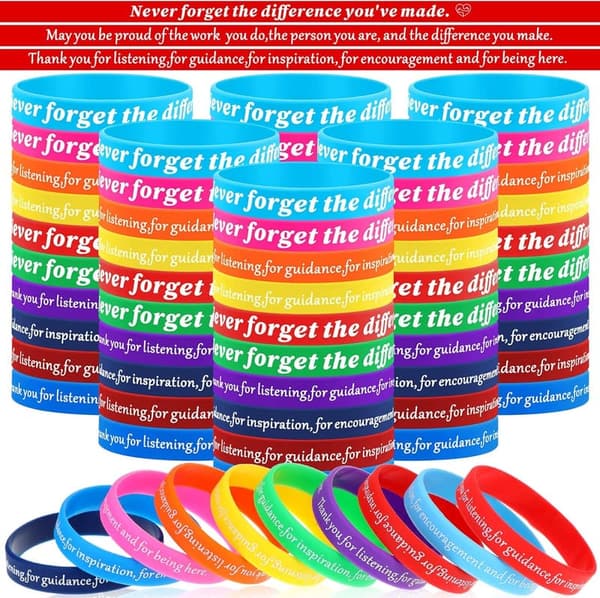 Employee Appreciation Silicone Bracelets - Motivational Quotes (50 Pcs)