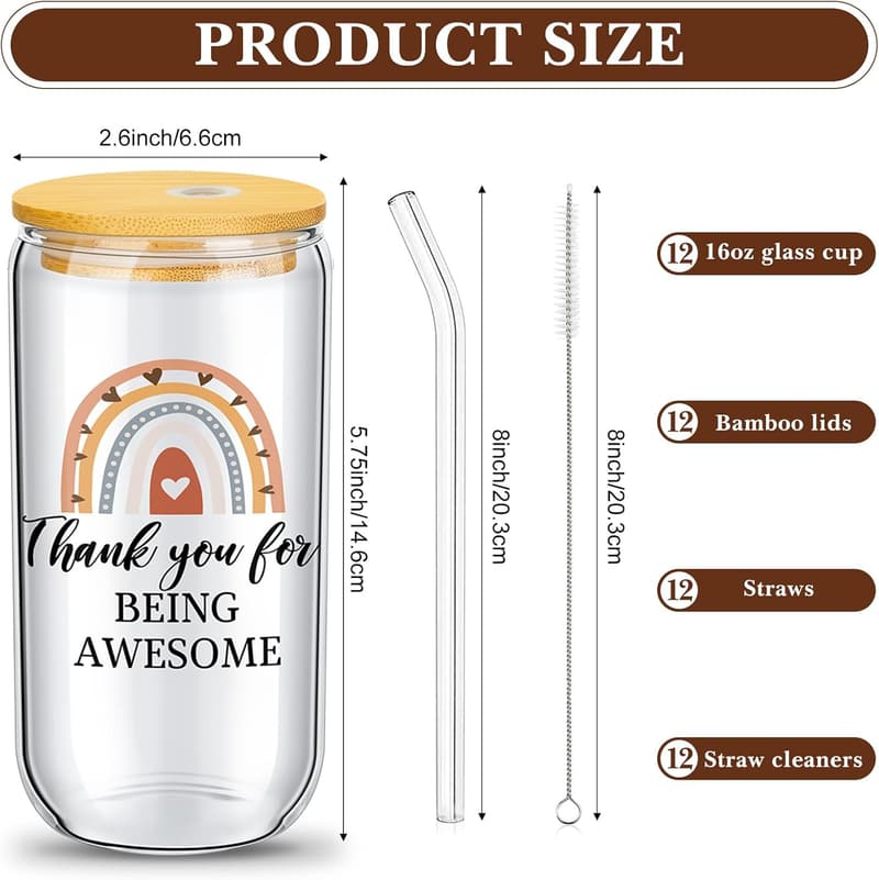 CNA Appreciation Week 12-Piece Thank You Glass Cup Set