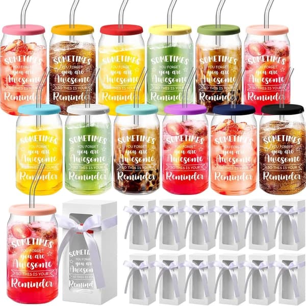 Employee Appreciation Glass Cups Set - Thank You Gifts for Staff
