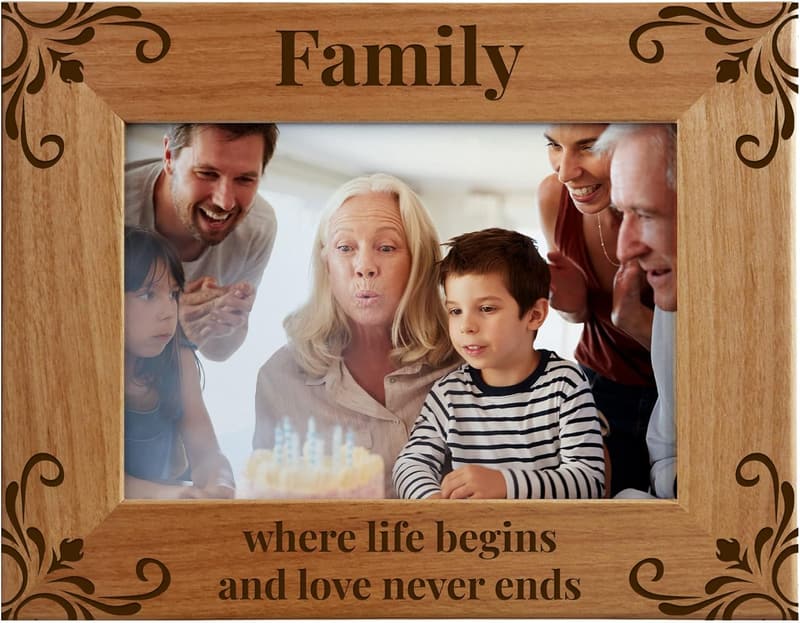 Family Photo Frame with Engraving - Fits 5x7 Portrait