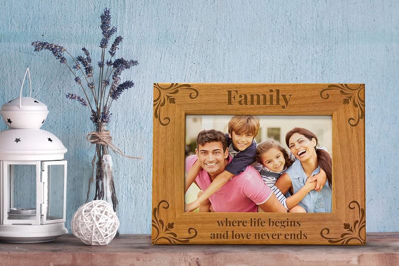 Family Photo Frame with Engraving - Fits 5x7 Portrait