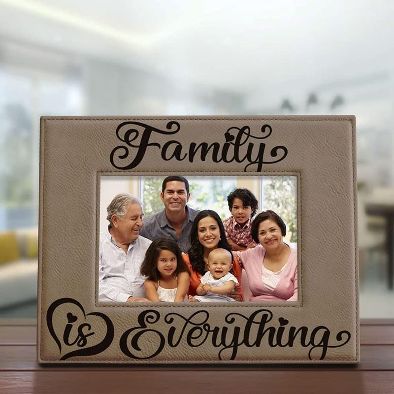 Family Is Everything Engraved Leather Picture Frame (5x7)