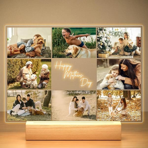 Personalized Acrylic Photo Frame with Night Light for Mom